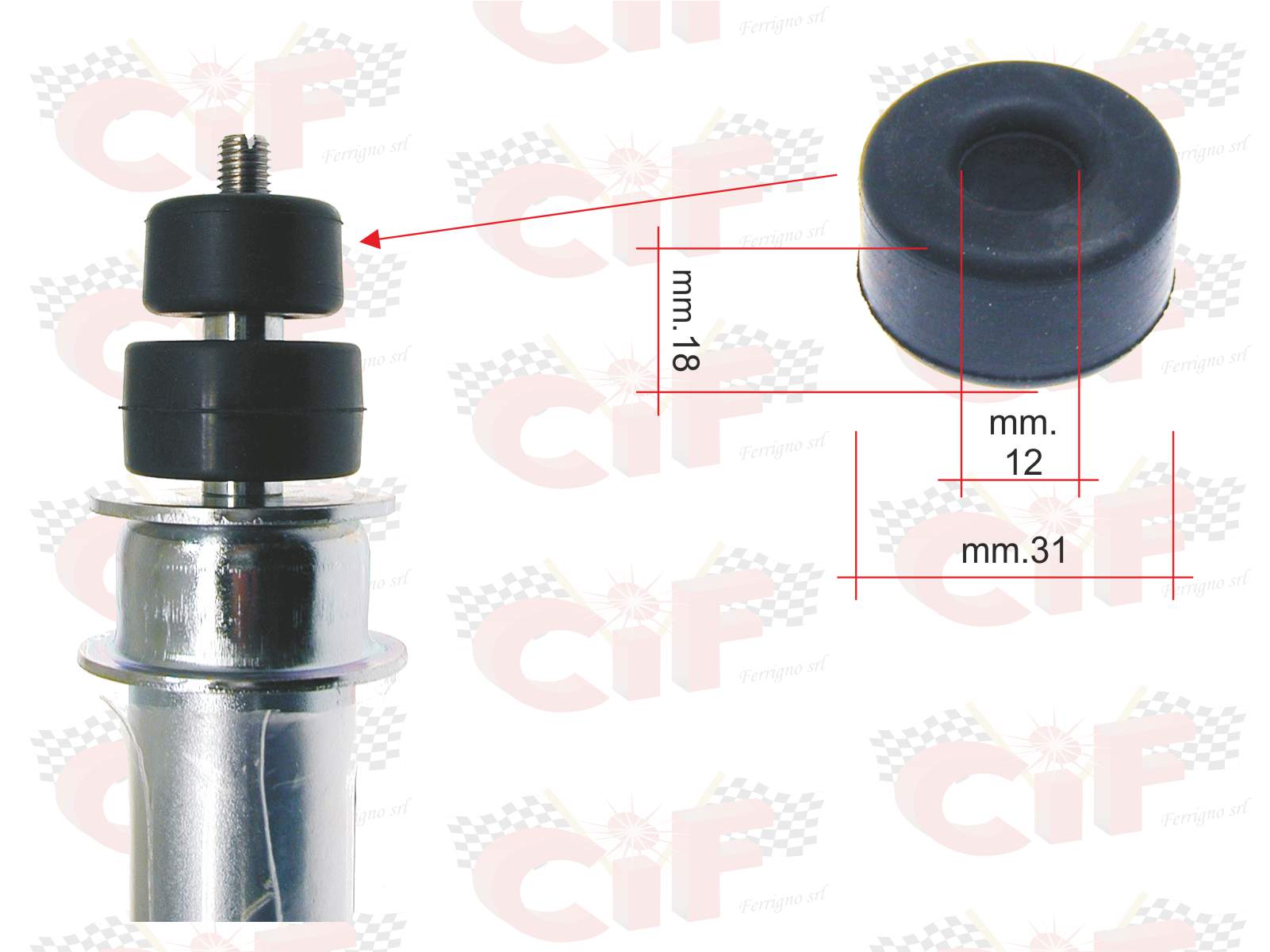 TAMPONE DI RISCONTRO SUPERIORE PER AMMORTIZZATORE POSTERIORE VESPA PK 50/125
