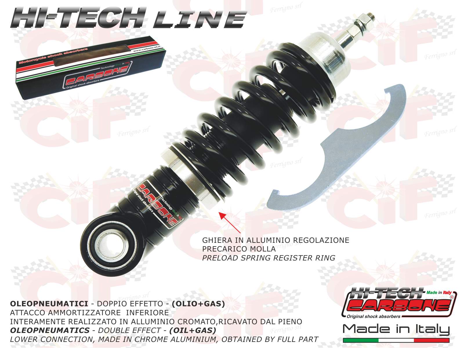 AMMORTIZZATORE ANTERIORE CARBONE HI TECH REGOLABILE NERO VESPA 50 SPECIAL PRIMAVERA ET3 PK 50 S