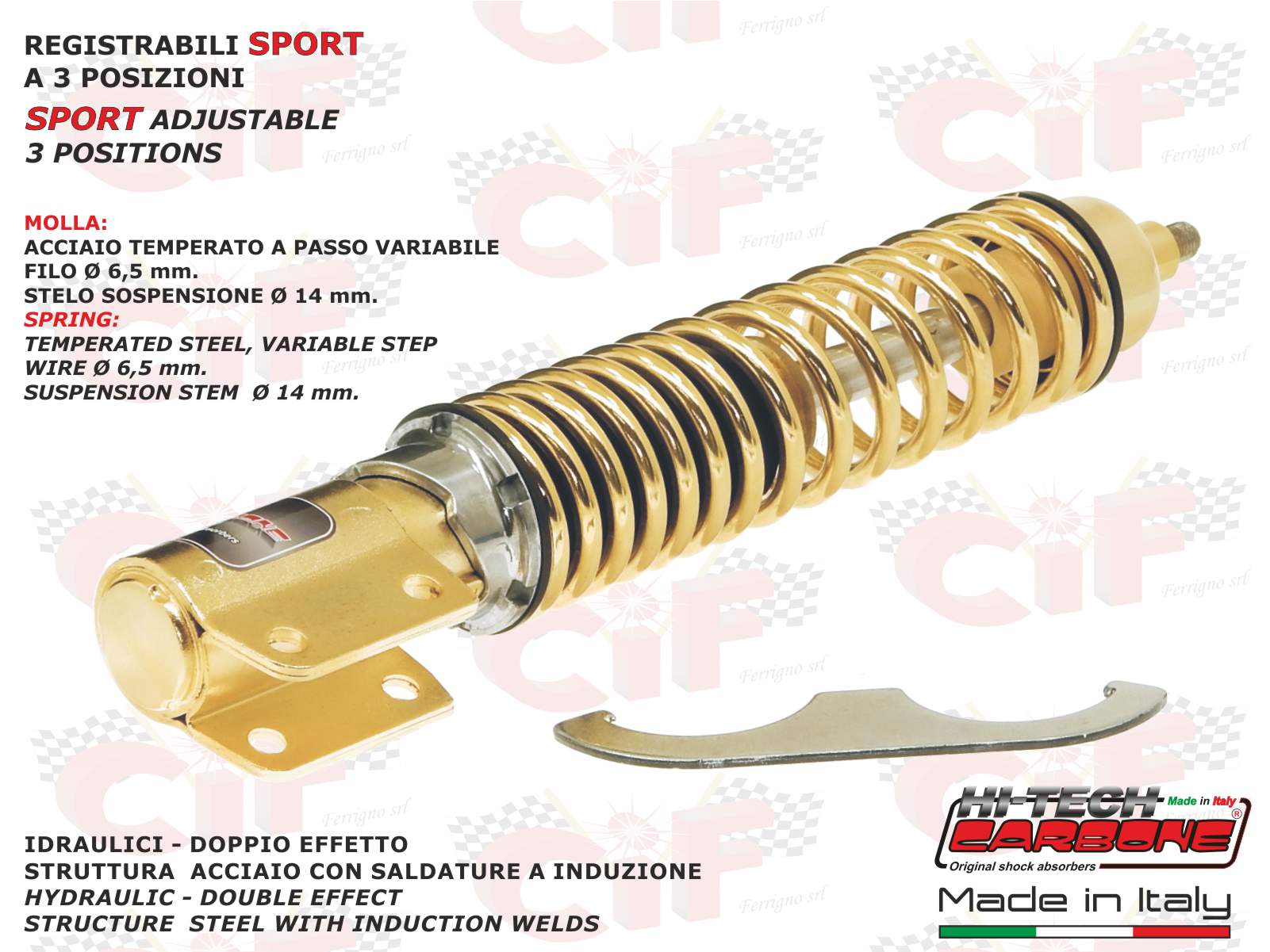 AMMORTIZZATORE ANTERIORE CARBONE REGOLABILE VERSIONE ORO VESPA PX 125 150 200