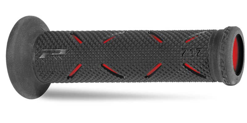 Coppia Manopole PROGRIP Universale Moto Strada 717-149 Doppia Densità Rosso/Nero Chiuse