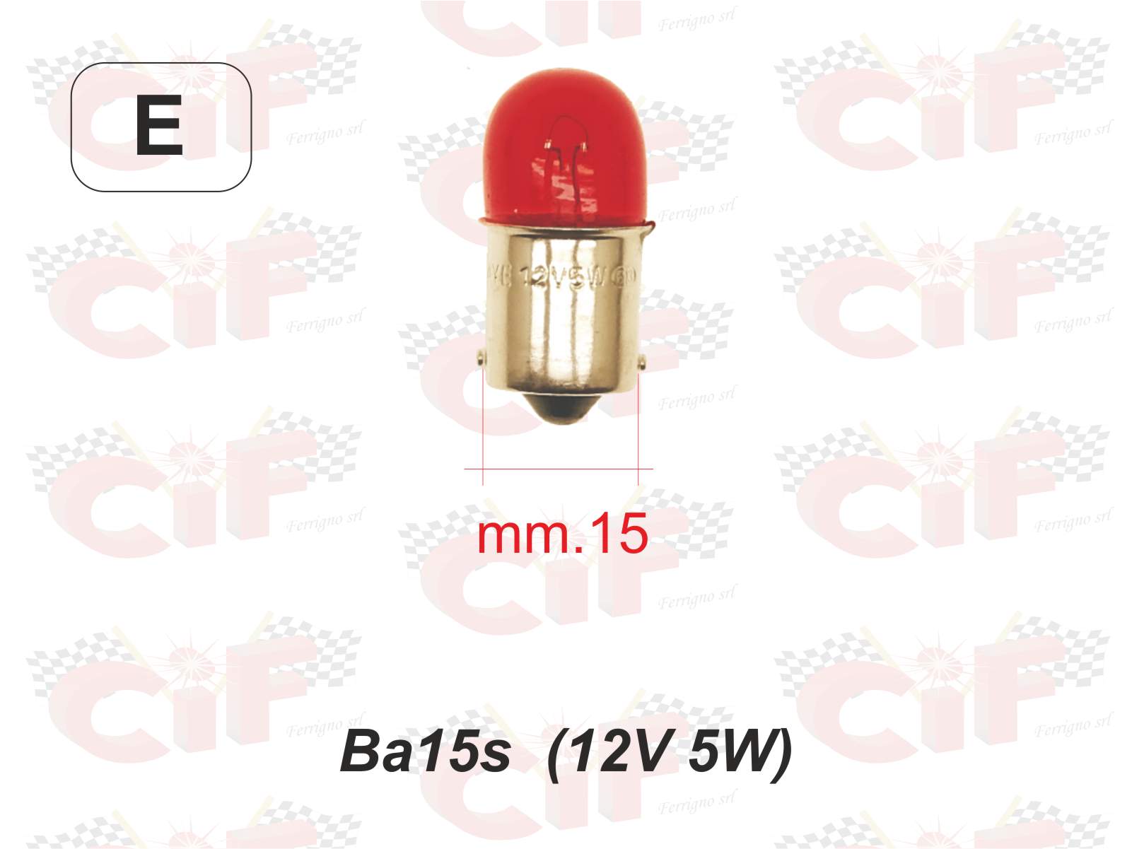 Lampadina Ba 15s (12v-5w) Luce Posizione (Colore Rosso)