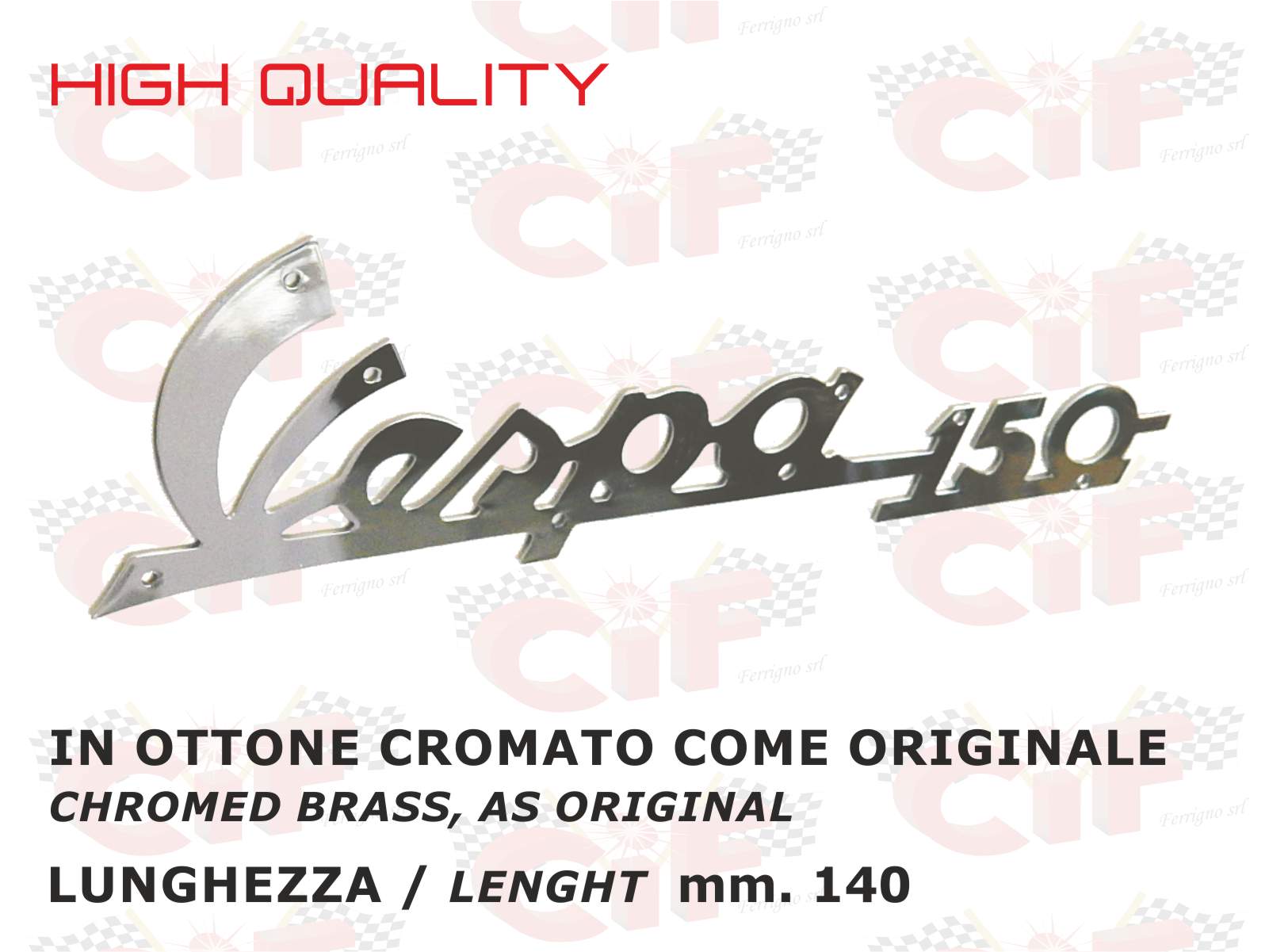 TARGHETTA VESPA 150 PER SCUDO ANTERIORE OTTONE CROMATO VESPA 150 VBA 1958-1959