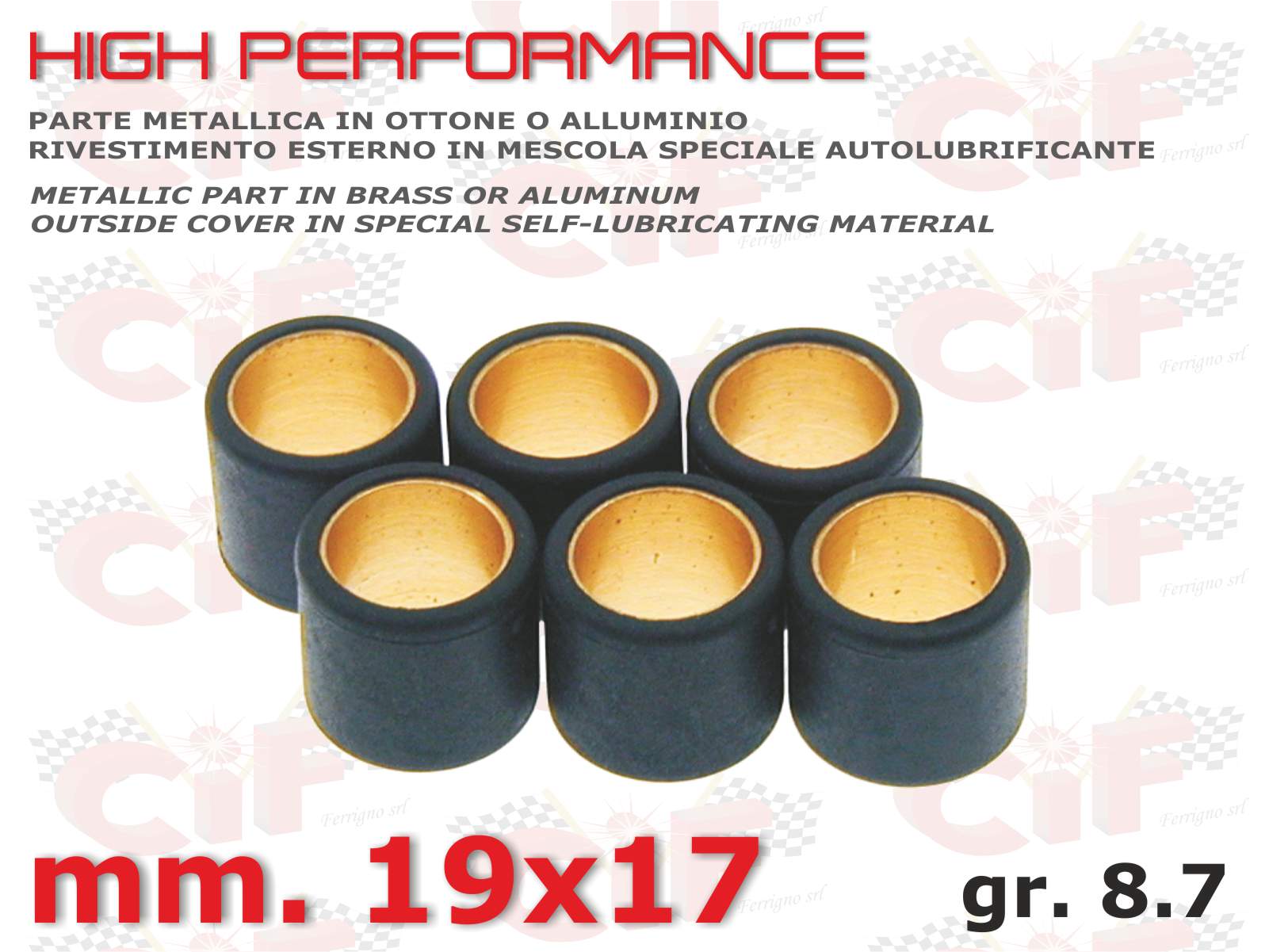KIT RULLI GR.8,7 (19x17) (N. 6 PZ) PULEGGIA MOTRICE PER SCOOTER