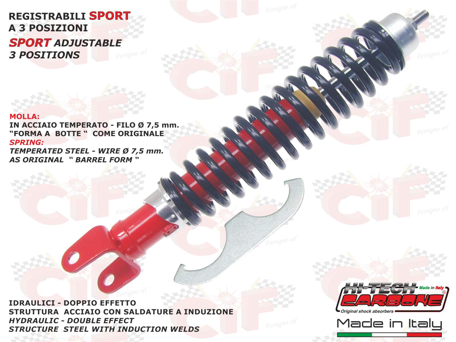 AMMORTIZZATORE POSTERIORE CARBONE SPORT VESPA 50 SPECIAL 125 PRIMAVERA ET3 PX PE