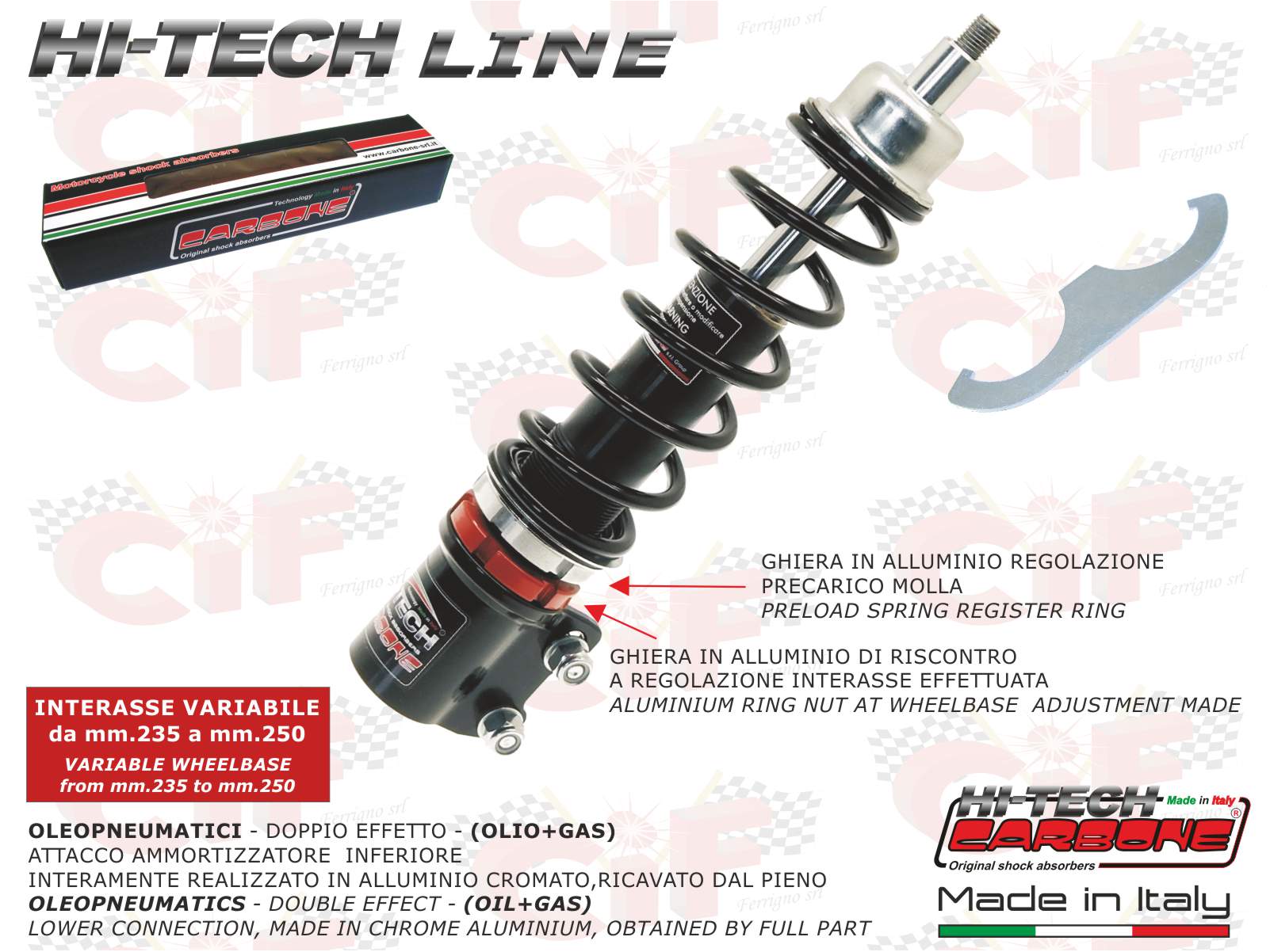 AMMORTIZZATORE ANTERIORE CARBONE HI TECH REGOLABILE NERO VESPA LX 50 125 150 ET2 ET4