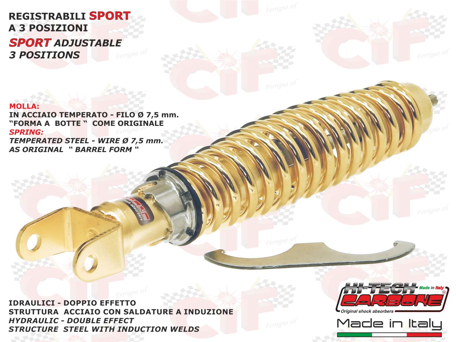 AMMORTIZZATORE POSTERIORE CARBONE ORO VESPA 50 SPECIAL 125 PRIMAVERA ET3 PX PE