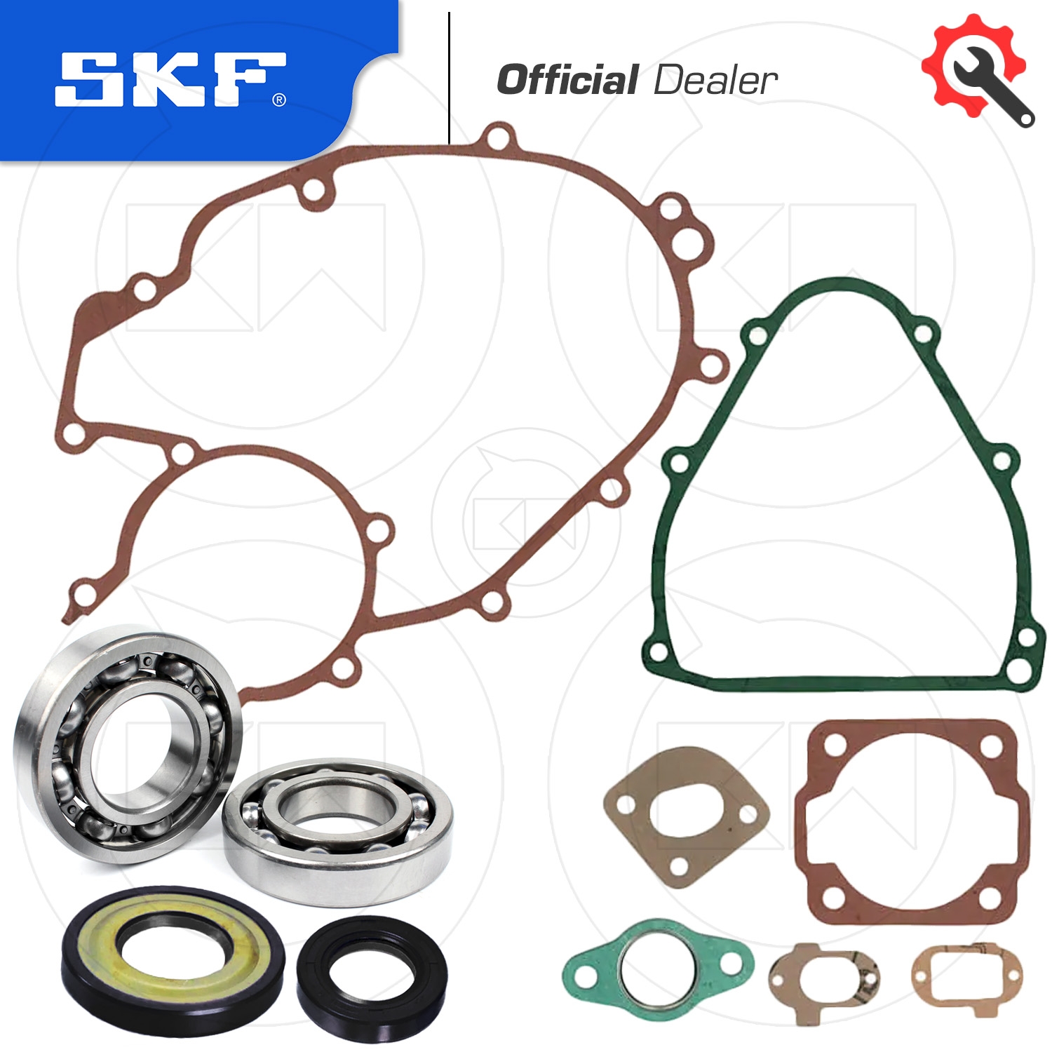 KIT REVISIONE ALBERO CONO 20 CUSCINETTI SKF PARAOLI + GUARNIZIONI VESPA PK