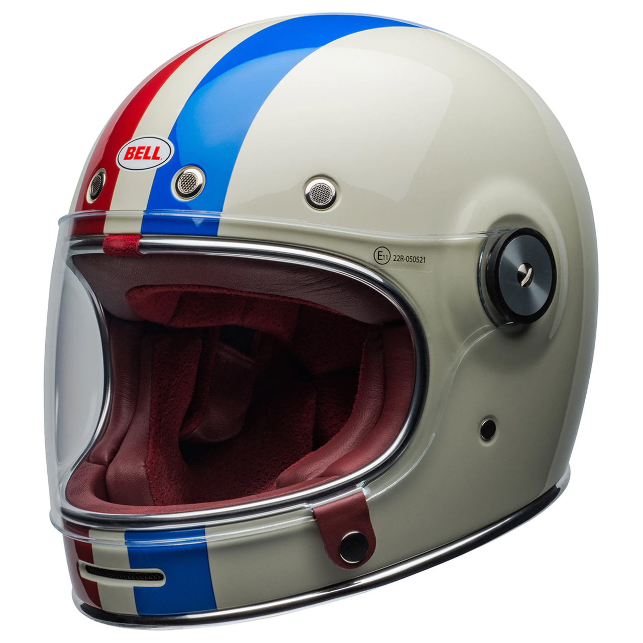 BELL Bullitt Command Casco Integrale Moto Vintage Culture Classic  White/Red/Blue