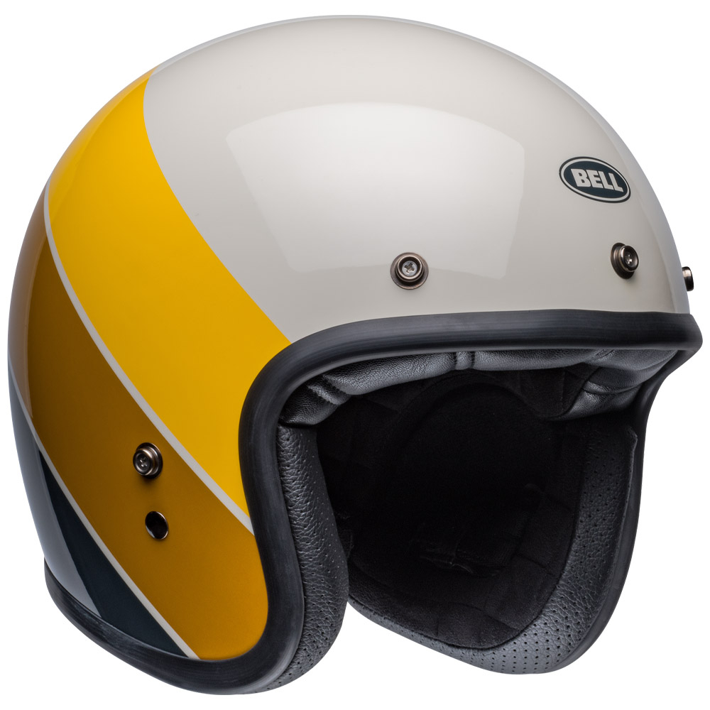 Casco Moto Jet BELL Custom 500 RIFF Helmet Classic Gloss White / Blue  BIANCO BLU