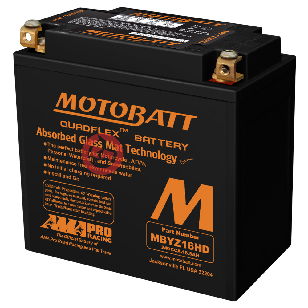 Batteria potenziata MOTOBATT MBYZ16HD 12V 16.5AH Sigillata Pronta all’uso Yuasa YTX14H-BS YTX14L-BS YTX12