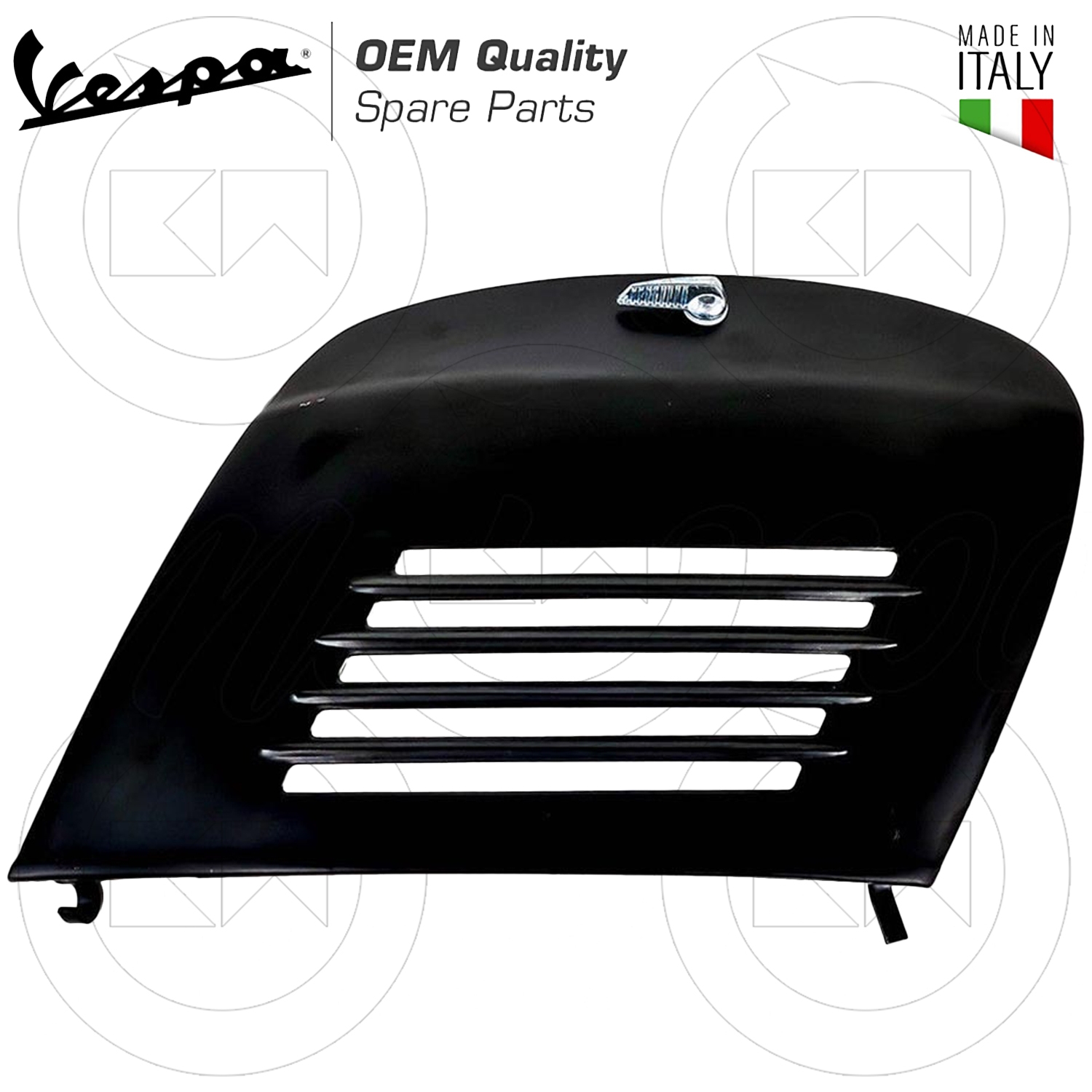 P0040T - Sella biposto a molle nera senza serratura con bandiera Italia, Vespa  50 R - 50 Special - ET3 - Primavera