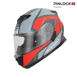 CASCO MOTO MODULARE ACERBIS SEREL 2206 GRIGIO ROSSO OPACO OMOLOGAZIONE ECE 22.06