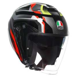 Casco Moto Jet AGV IRIDES ZURIGO 017 Nero-Rosso-Giallo Lucido Omologato E2206
