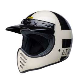 Casco Bell MOTO-3 ATWLYD ORBIT Bianco nero ECE 2206 Lucido Vintage Helmet
