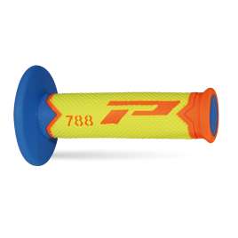 Coppia Manopole PROGRIP MX Moto Cross Enduro Off-Road 788-280 Tripla Densità Arancio/Giallo/Azz. Chiuse