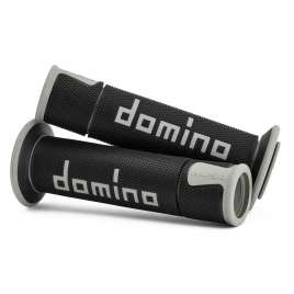 Coppia manopole Domino Road-Racing universale moto colore nero/grigio 120mm A45041C5240B7-0
