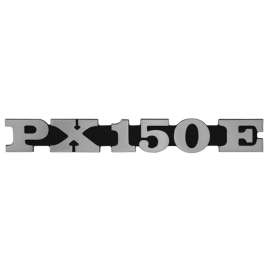 TARGHETTA LATERALE COFANO SINISTRO SCRITTA STEMMA FREGIO IN ALLUMINIO PIAGGIO VESPA "PX 150 E"