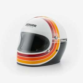 Casco Blauer 80’S Integrale Moto Vintage Bianco Nero Lucido ECE2206