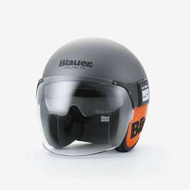 Casco Moto Jet Blauer POD 06 Grigio Titanio Nero Arancione Opaco ECE2206