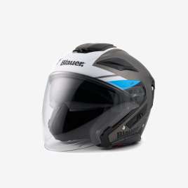 Casco Moto Jet Blauer JJ-01 Titanio Opaco Grigio Doppia visiera ECE2206