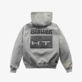 Giacca moto Felpa Uomo Blauer EASY MAN HOODY Luna Melange Patch Grigio