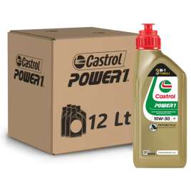 KIT TAGLIANDO 12LT OLIO MOTO 4T CASTROL POWER1 10w30 SEMISINTETICO JASO MA2