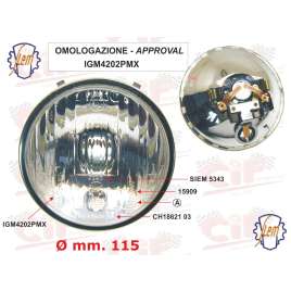 Gruppo Ottico Faro Siem Completo Di Portalampada - Ø Mm.115 Vespa 50ss - 90ss - 125