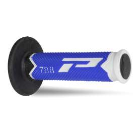 Coppia Manopole PROGRIP MX Moto Cross Enduro Off-Road 788-217 Tripla Densità Bianco/Blu/Nero Chiuse