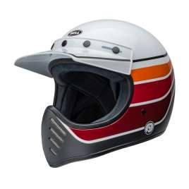 Casco Bell MOTO-3 RSD SADDLEBACK Bianco nero ECE 2206 Vintage Helmet