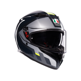 Casco Moto Integrale AGV K3 E2206 Shade Grey/Yellow Fluo Grigio Giallo Lucido