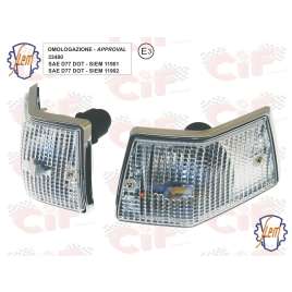 Coppia Frecce Posteriori Complete Siem Omologate - Gemme Bianche - Cornice Cromata Vespa PX