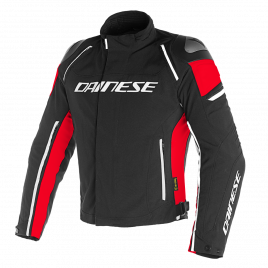 DAINESE GIACCA MOTO UOMO RACING 3 D-DRY JACKET IN CORDURA NERO ROSSO BLACK/RED