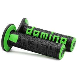 Coppia manopole Domino Moto cross enduro Off-road colore nero/verde 120mm A36041C4044A7-0