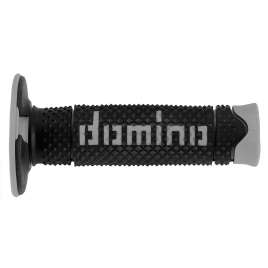 Coppia manopole Domino universale moto cross enduro Off-road soft hand nero grigio 119mm