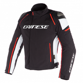DAINESE GIACCA MOTO UOMO RACING 3 D-DRY JACKET IN CORDURA NERO ROSSO BLACK/FLUO-RED