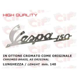 TARGHETTA VESPA 150 PER SCUDO ANTERIORE OTTONE CROMATO VESPA 150 VBA 1958-1959