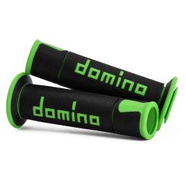 Coppia manopole Domino Road-Racing universale moto colore nero/verde 120mm A45041C4440B7-0