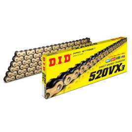 DID 520VX3 X-RING 120 Maglie oro Gold & Black Catena trasmissione moto passo 520 VX3