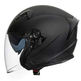 Casco Jet Nero Opaco Moto Scooter Con Visierino Parasole - Omologato ECE 2206