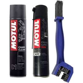 Kit Pulisci Lubrifica Catena Motul C2 400ml + C1 400ml + Spazzola Pulizia Catena