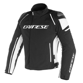 DAINESE GIACCA MOTO UOMO RACING 3 D-DRY JACKET IN CORDURA NERO BIANCO BLACK/WHITE