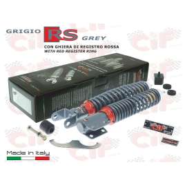 KIT SPORT RS ROSSO CARBONE AMMORTIZZATORE ANTERIORE + POSTERIORE VESPA PX 125 150 200 - ARCOBALENO