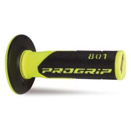 Coppia Manopole PROGRIP MX Moto Cross Enduro Off-Road 801-204 Doppia Densità Giallo Fluo/Nero Chiuse