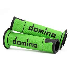 Coppia manopole Domino Road-Racing universale moto colore verde/nero 120-125mm aperte