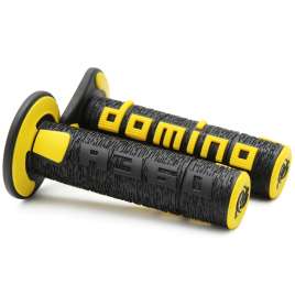 Coppia manopole Domino Moto cross enduro Off-road colore nero/giallo 120mm A36041C4047A7-0