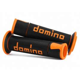 Coppia manopole Domino A450 Road-Racing universale moto colore nero/arancio 120mm
