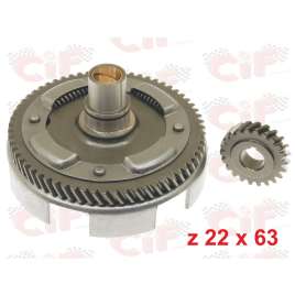 CAMPANA FRIZIONE RAPPORTI z 22x63 DENTI ELICOIDALI VESPA 50 SPECIAL L R N - PK 50