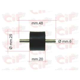SILENTBLOCK SUPPORTO MARMITTA DOPPIO PERNO Ø mm.6
