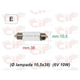 Lampadina A Siluro (Ø Lampada 10,5X38) (6v 10w)