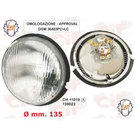 Gruppo Ottico Faro Siem - Completo Di Portalampada Ø Mm.135 Vespa PK 80-100-125 Cc.